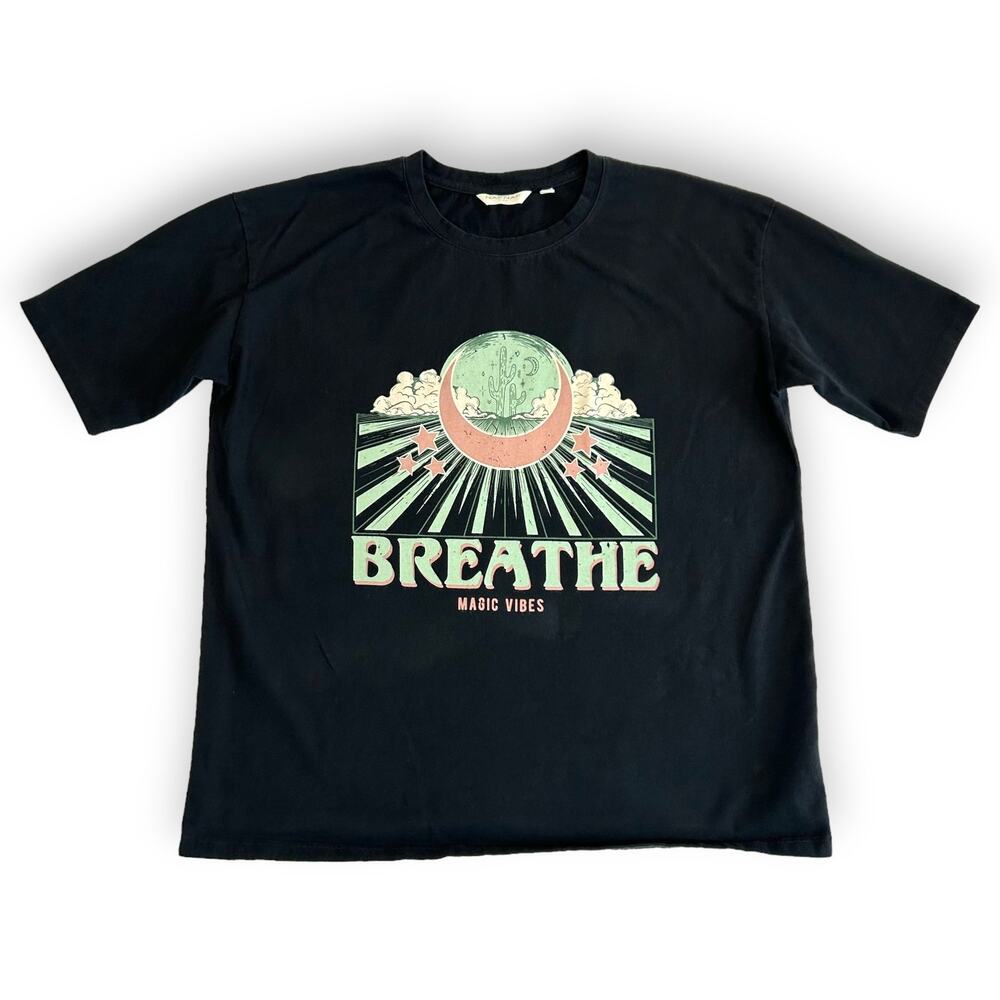 Naf Naf Paris Medium Tee Shirt Black Breathe Magic Vibes